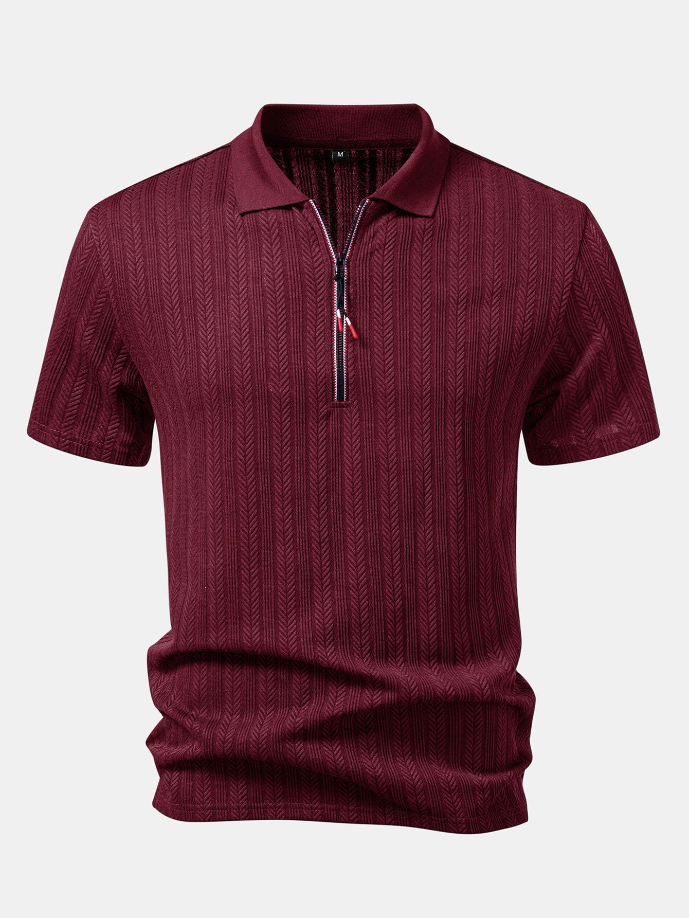 Textured Zipper Polo