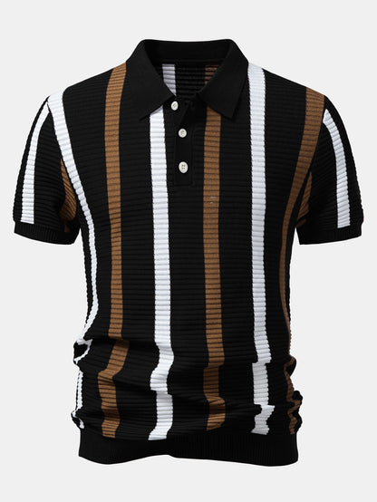 Stripe Textured Knit Polo