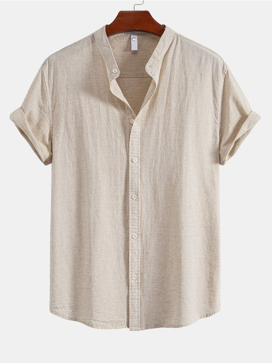 Stand Collar Linen Shirt