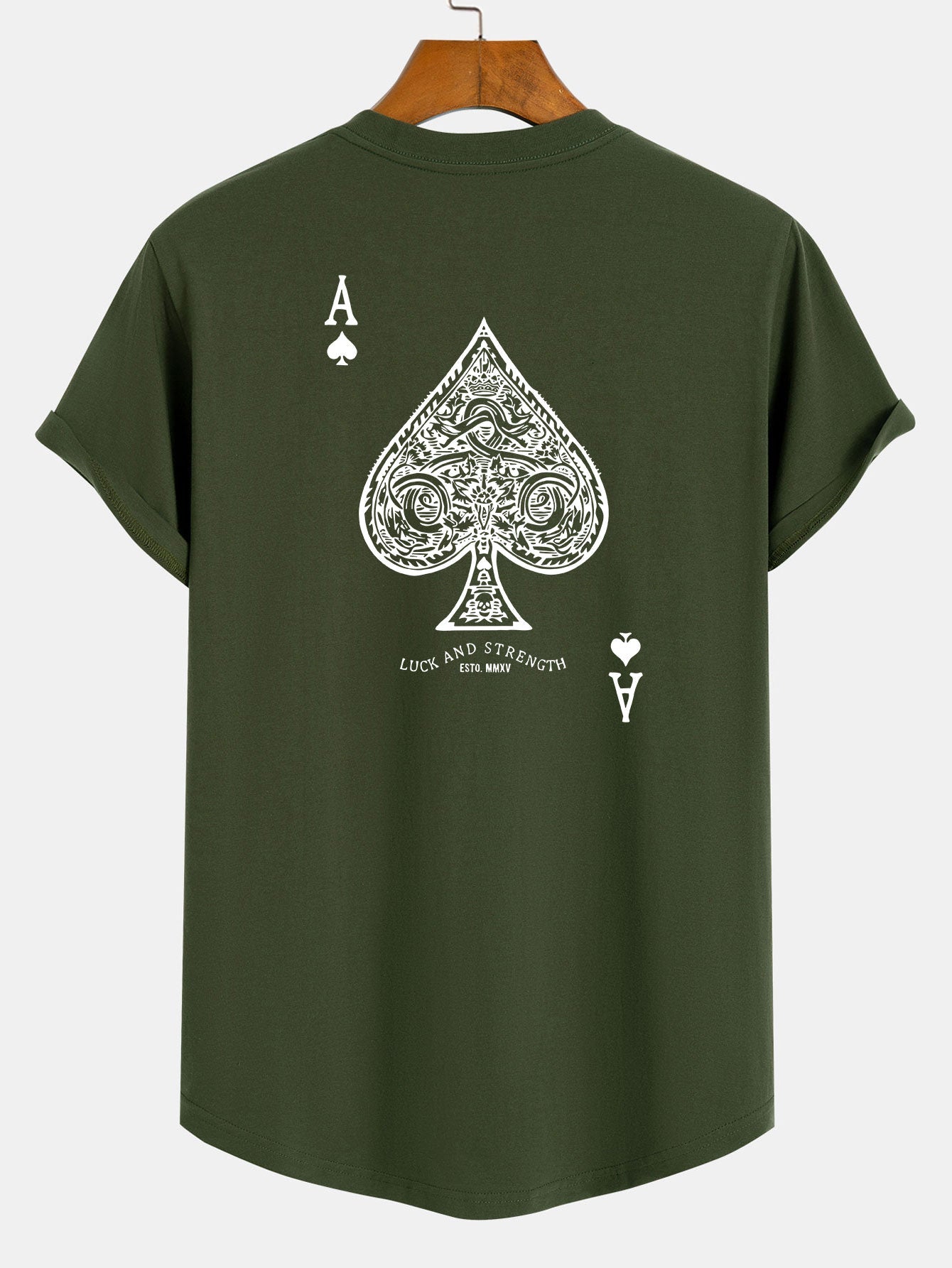 Ace Of Spades Print Cotton Arc Hem T-Shirt