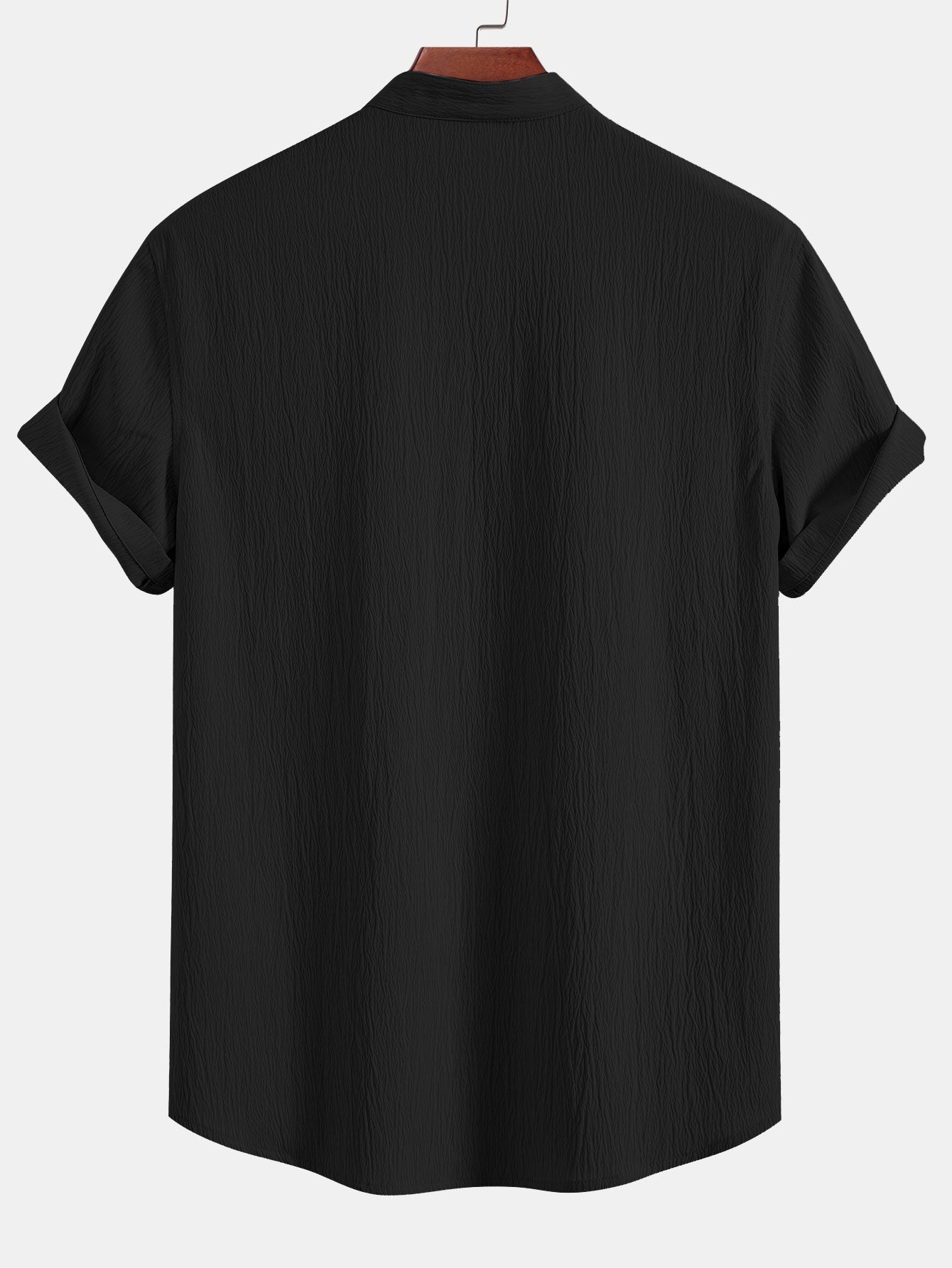 Crinkled Textured V Neck Shirt