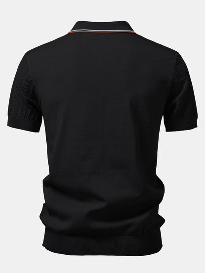Contrast Textured Knit Polo