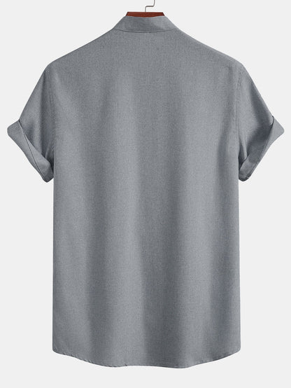 Contrast Pocket Stand Collar Shirt