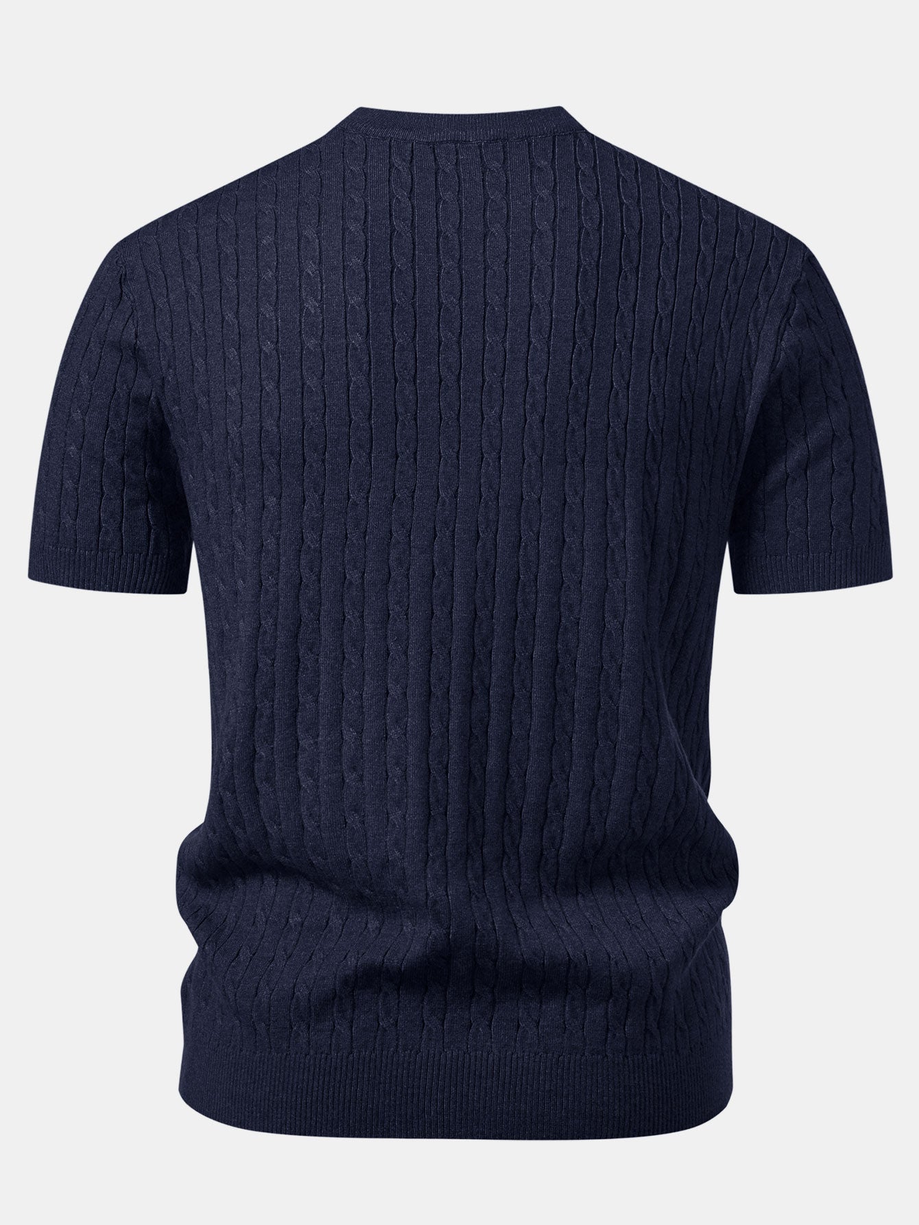 Twisted Jacquard Crew Collar Knit T-Shirt