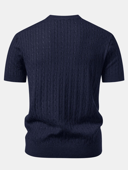 Twisted Jacquard Crew Collar Knit T-Shirt