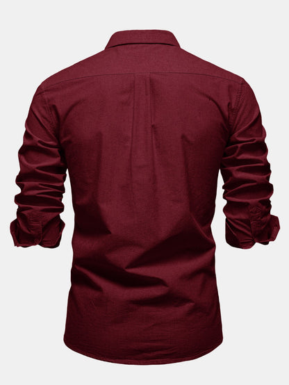 Cowboy Embroidery Cotton Oxford Button Up Shirt