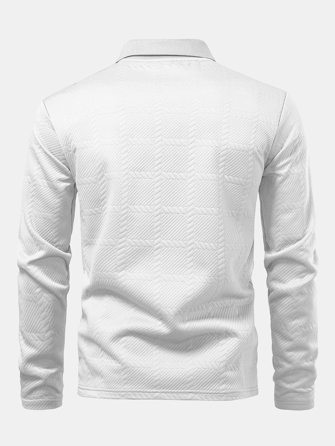 Long Sleeve Plaid Jacquard Polo Shirt