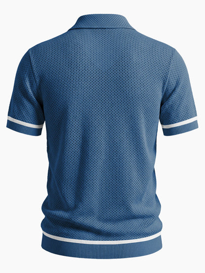 Contrast Trim Open Knit Shirt