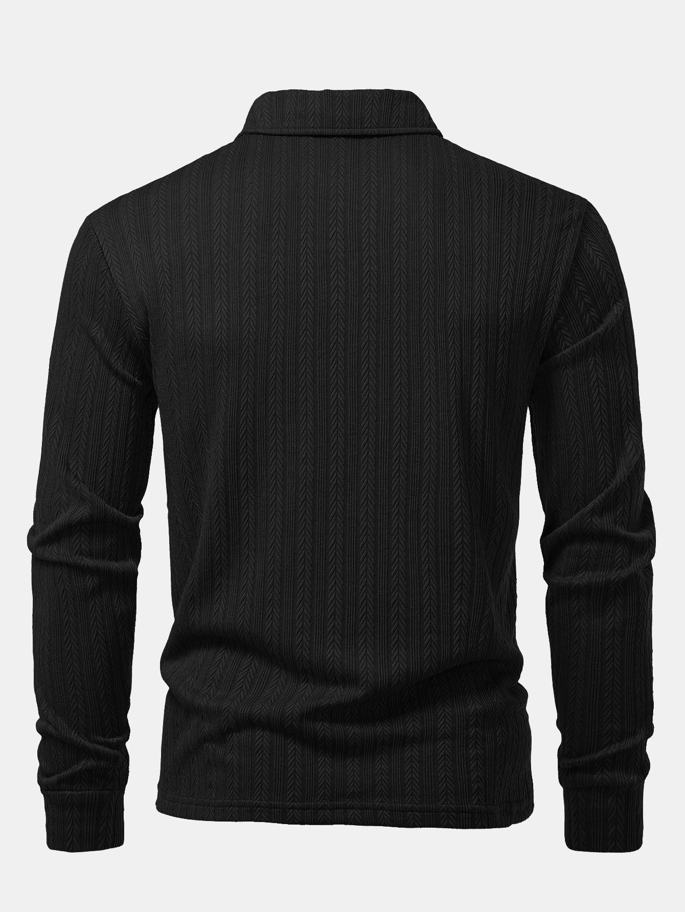 Long Sleeve Wheat Ear Jacquard Polo Shirt