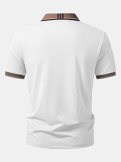 Contrast Striped Collar Polo