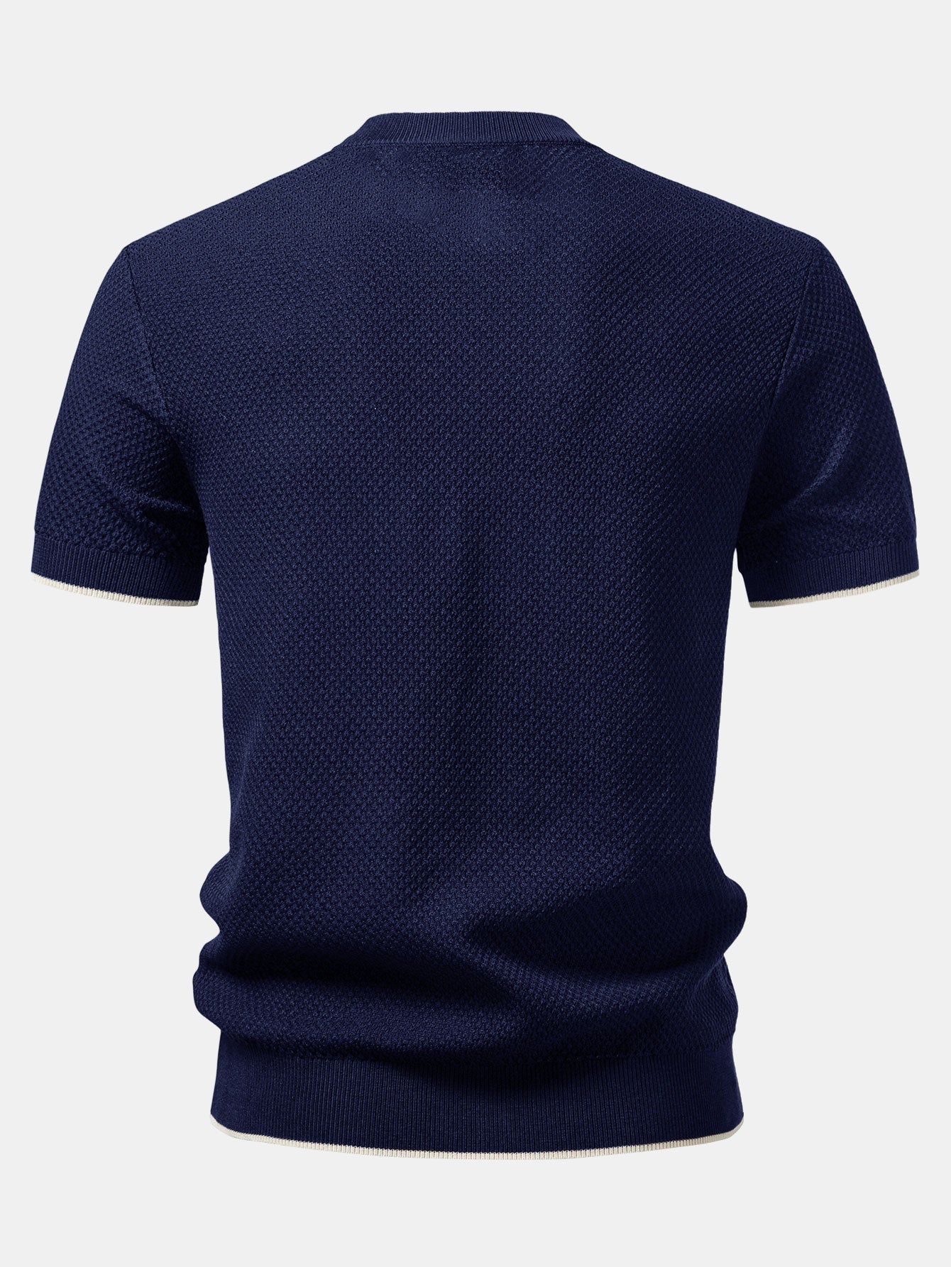 Contrast Trim Textured Knit T-Shirt