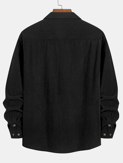 Long Sleeve Corduroy Pocket Button Up Shirt