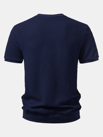 Short Sleeve Waffle Ribbed Hem T-Shirt