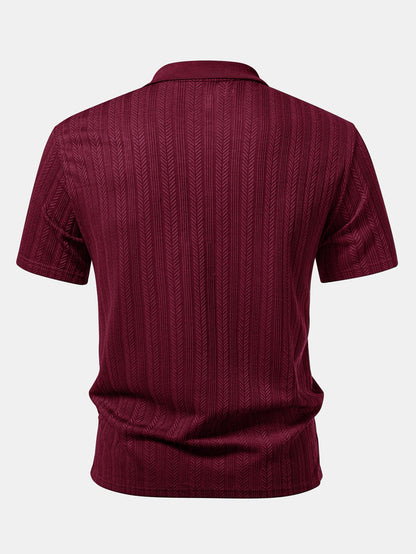 Textured Zipper Polo