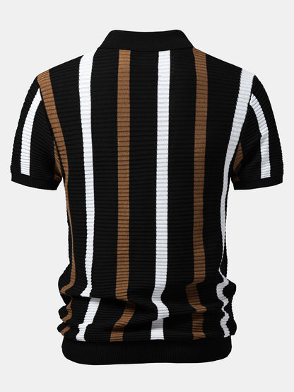 Stripe Textured Knit Polo