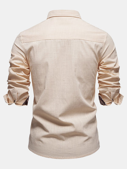 Contrast Paisley Print Linen Look Shirt