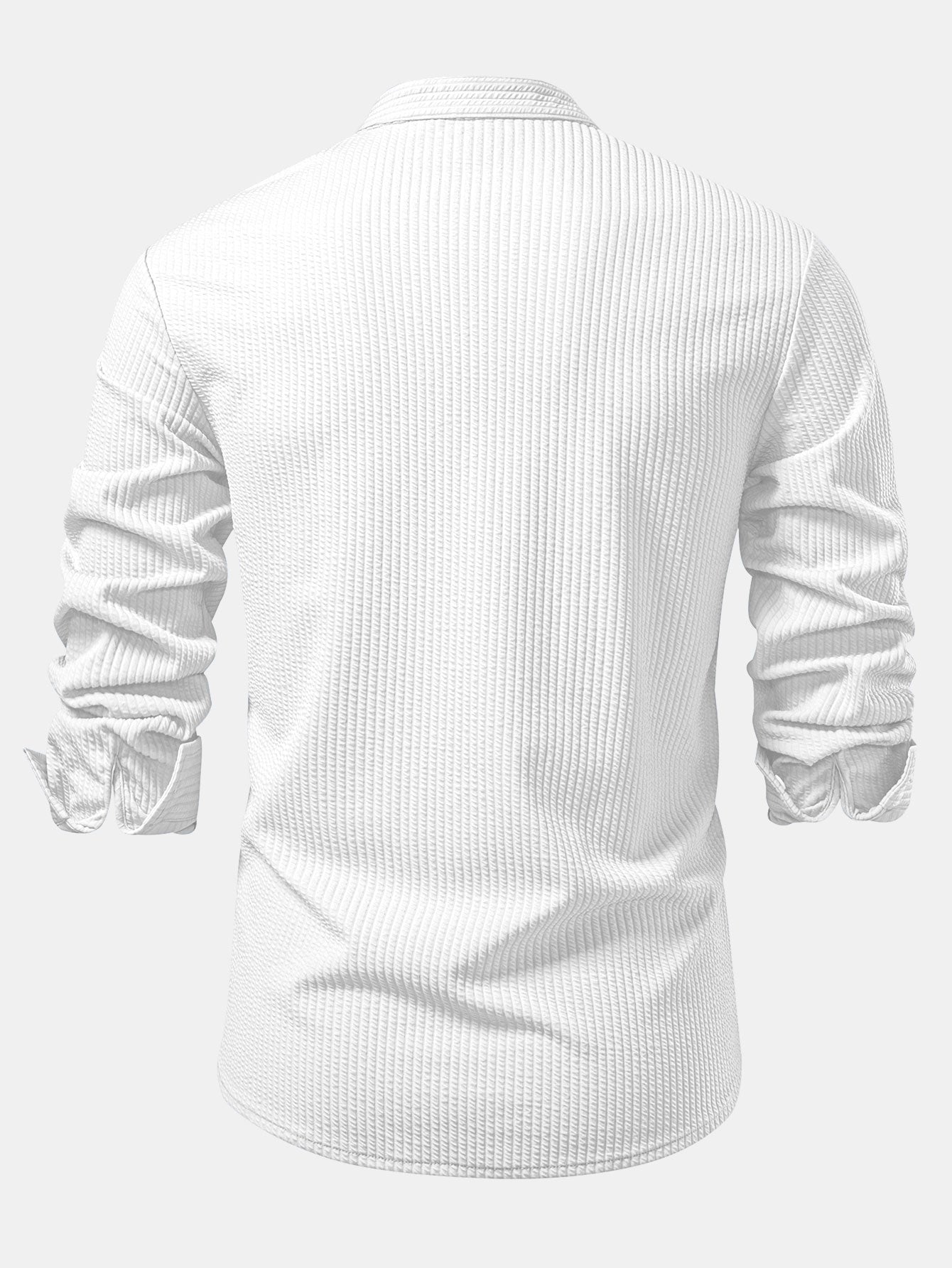 Long Sleeve Muscle Fit Ribbed Stand Collar Shirt