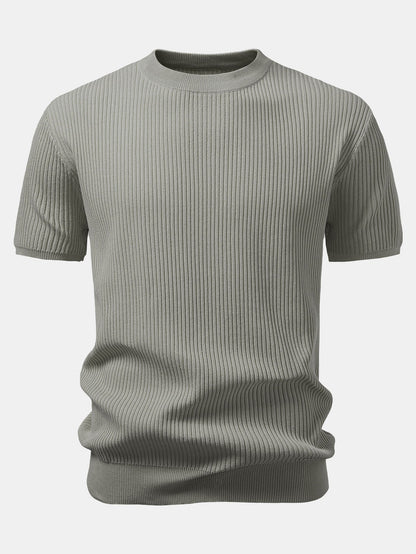 3 Pieces Ribbed Crew Neck Knit T-Shirt