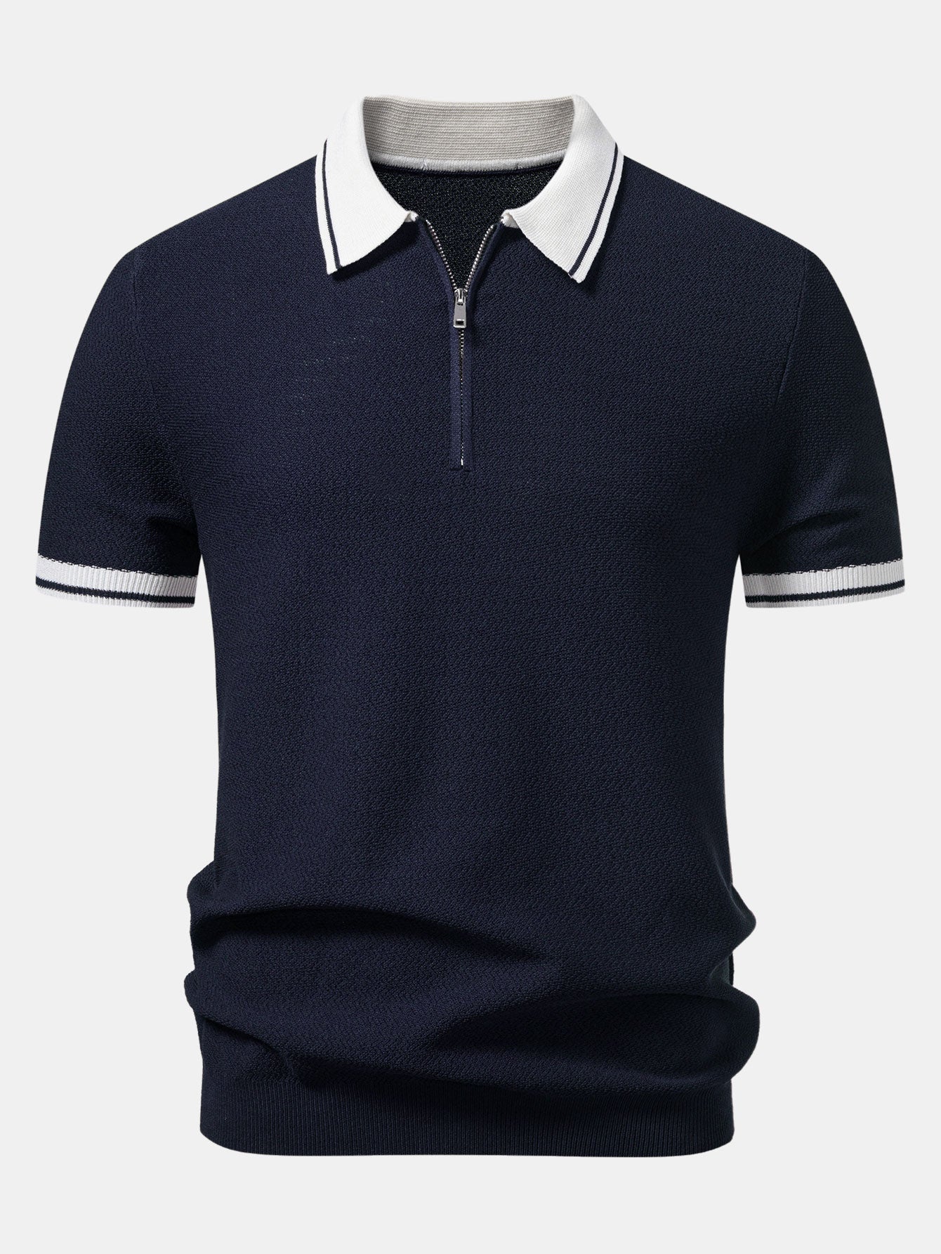 Contrast Zipper Knit Polo
