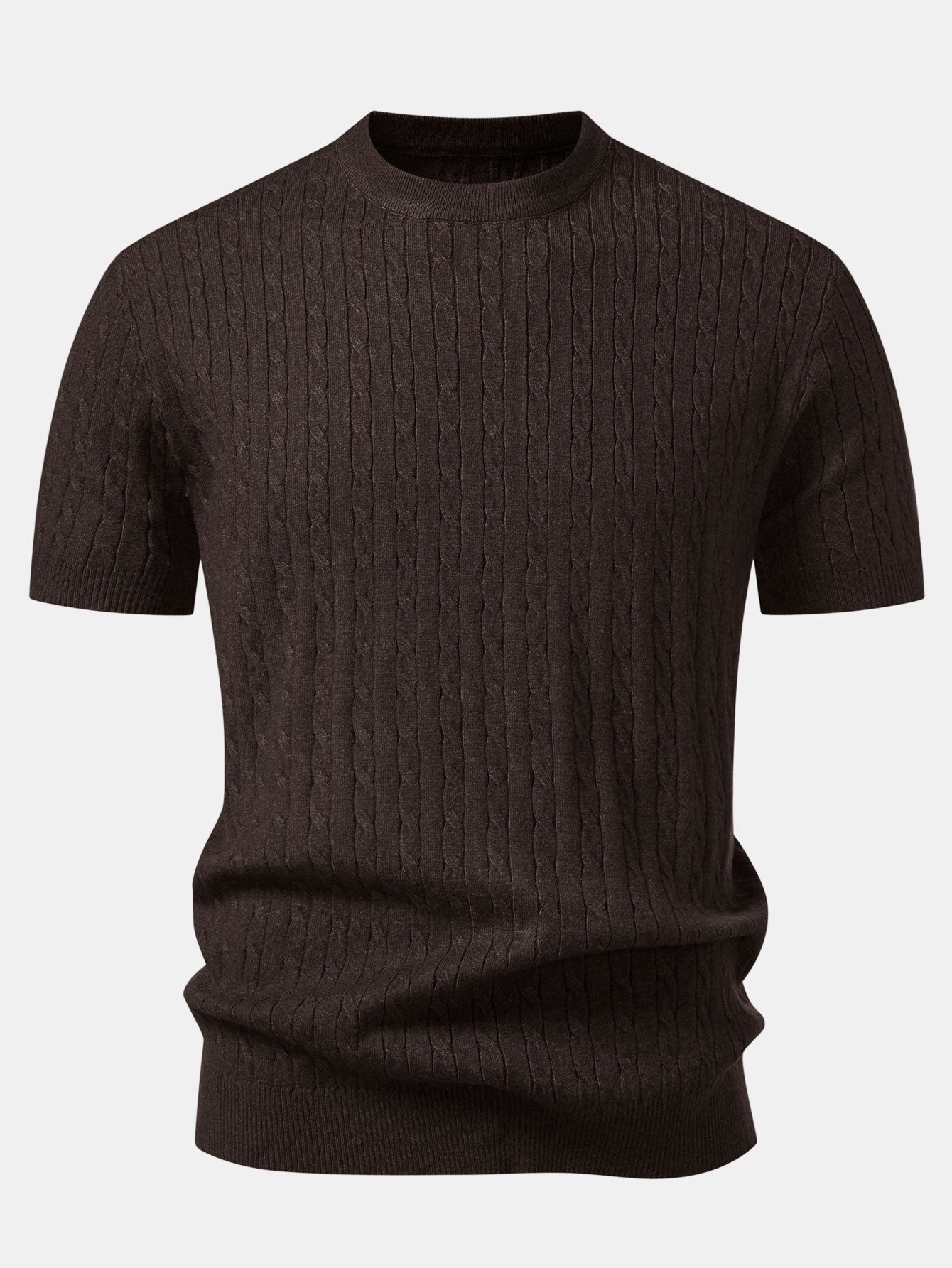Twisted Jacquard Crew Collar Knit T-Shirt