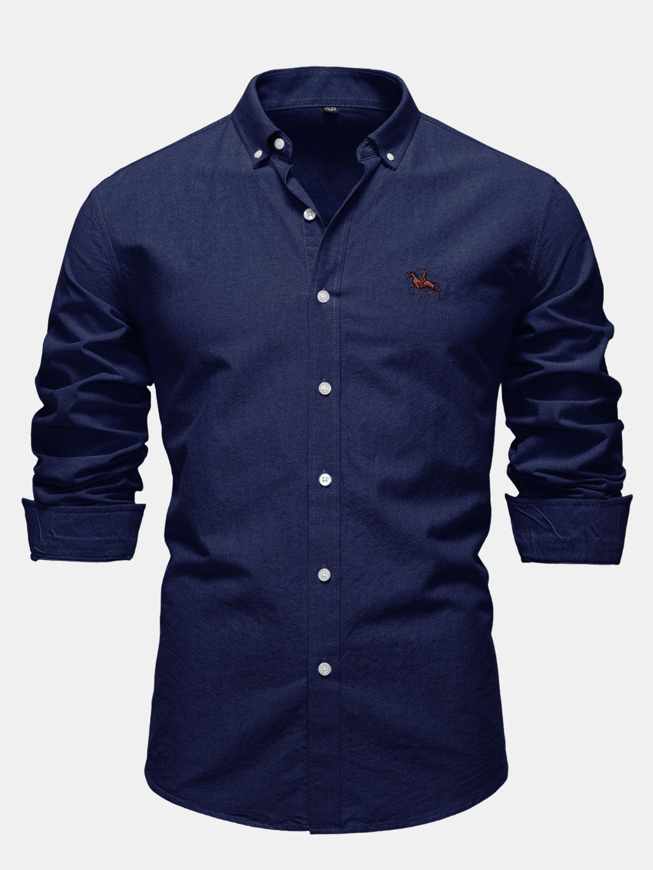 Cowboy Embroidery Cotton Oxford Button Up Shirt