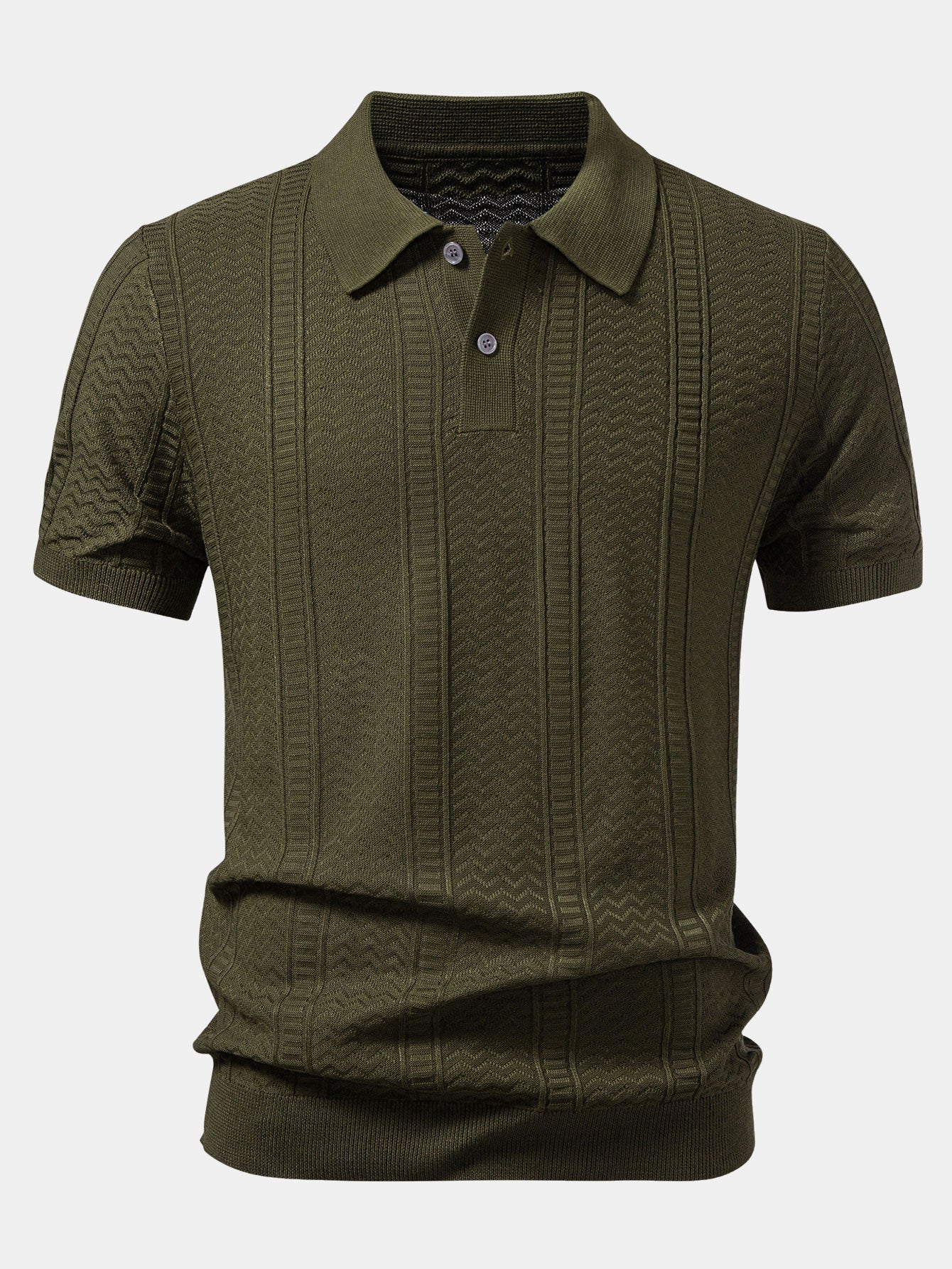Geometric Jacquard Knit Polo