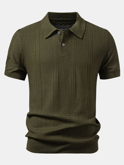 Geometric Jacquard Knit Polo