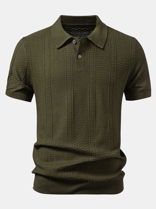 Geometric Jacquard Knit Polo