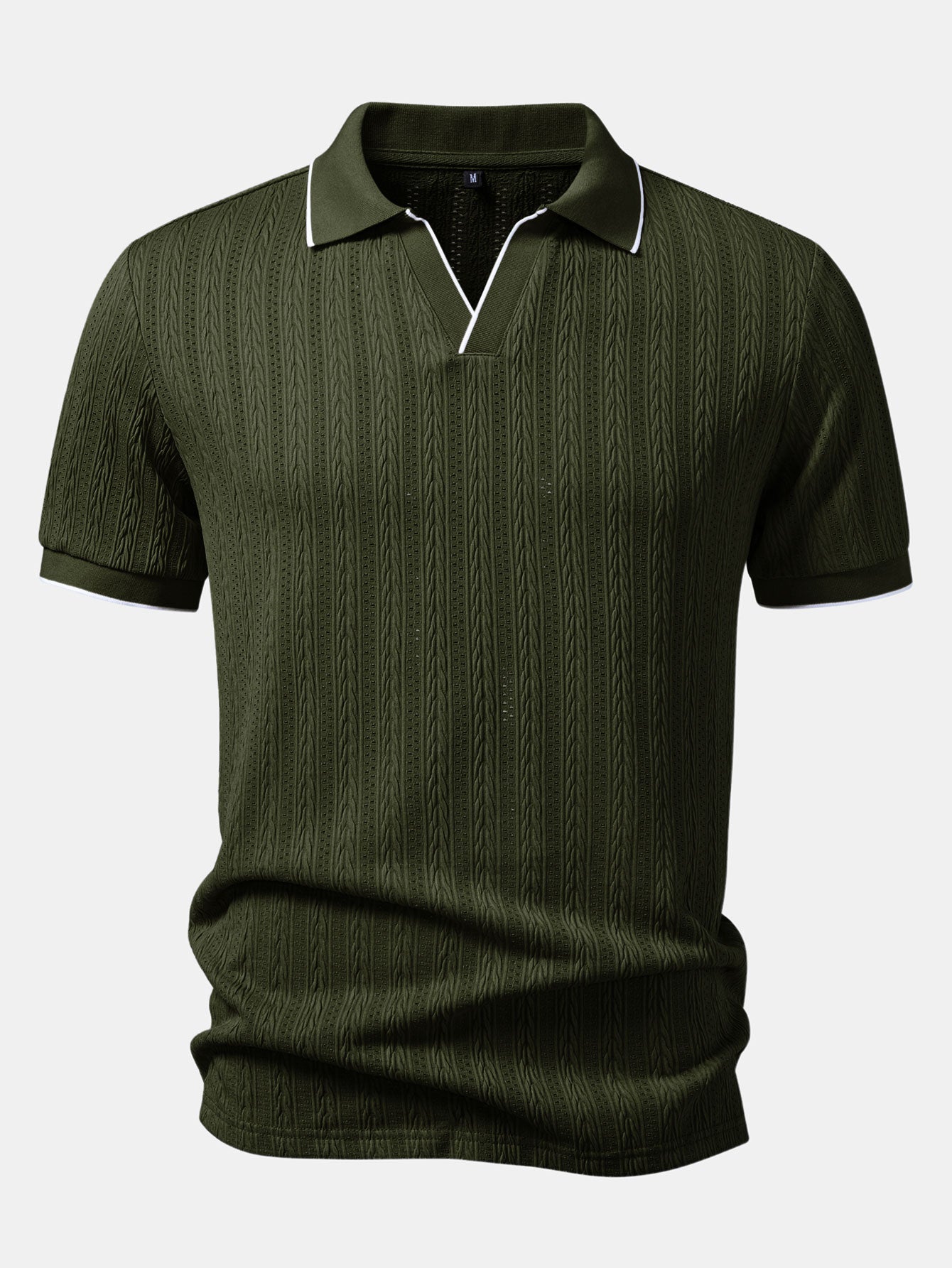 Geometric Jacquard Johnny Collar Polo