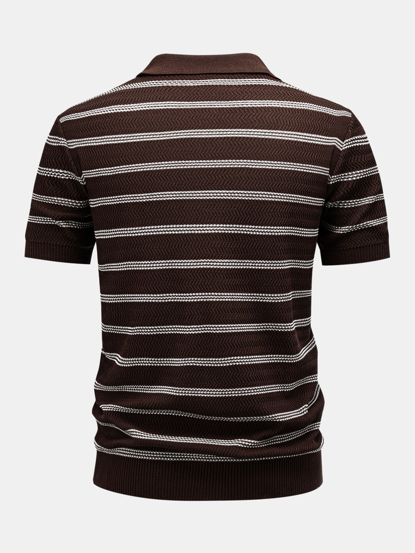 Striped Zipper Knit Polo