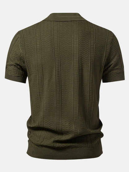 Geometric Jacquard Knit Polo