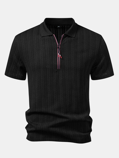 Textured Zipper Polo