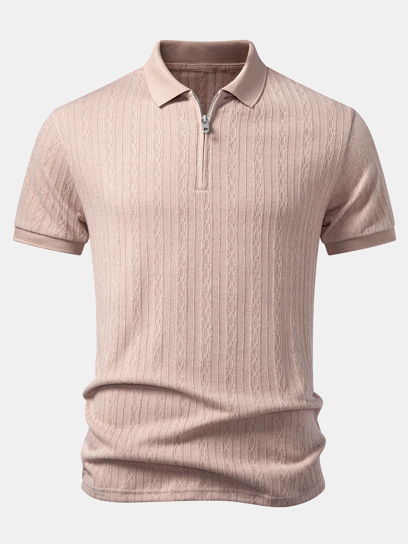 Twisted Jacquard Zipper Polo