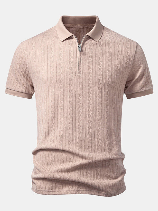 Twisted Jacquard Zipper Polo