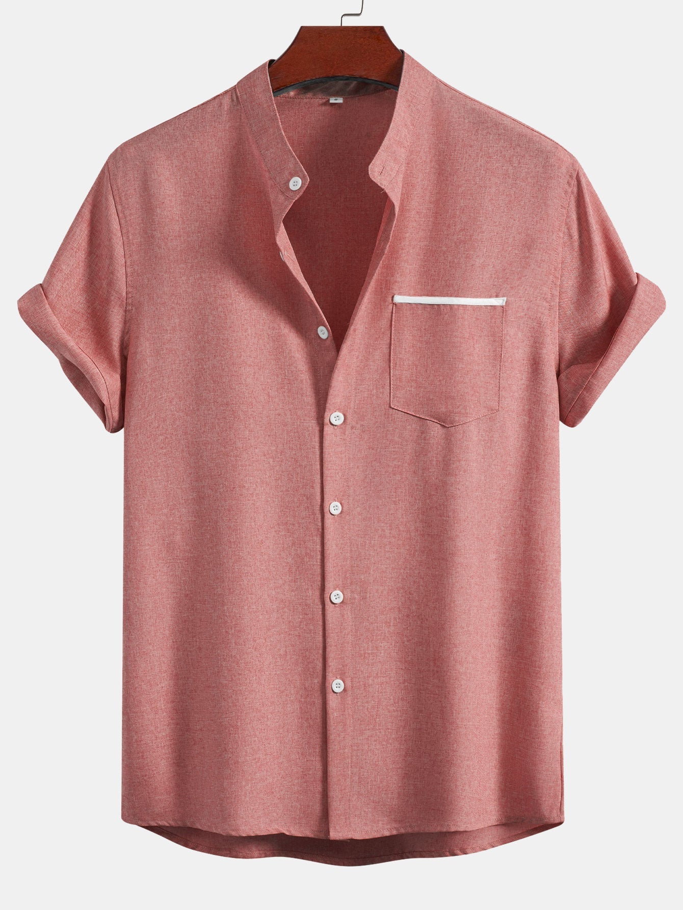 Contrast Pocket Stand Collar Shirt