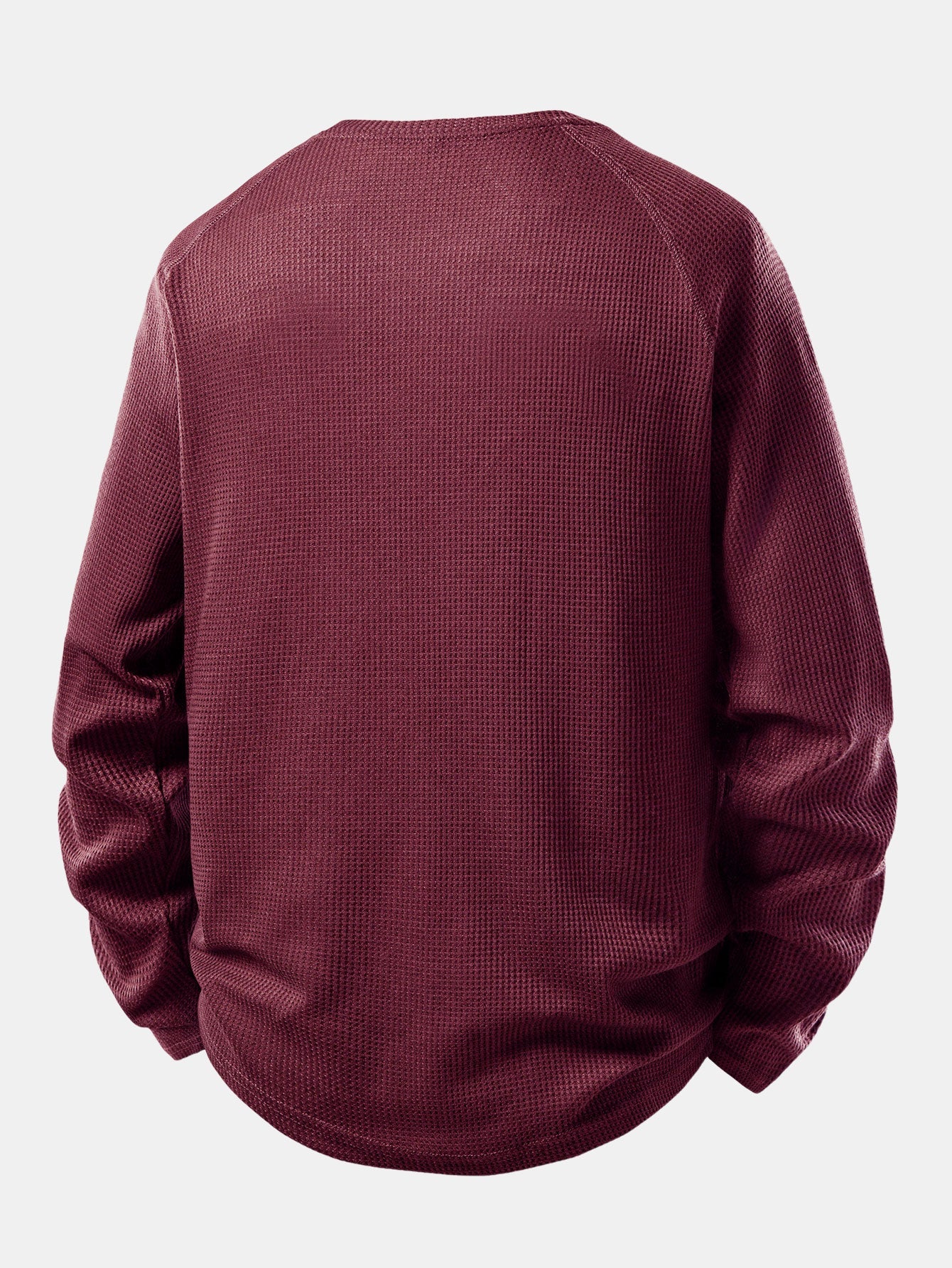 Long Sleeve Arc Hem Waffle Henley Shirt