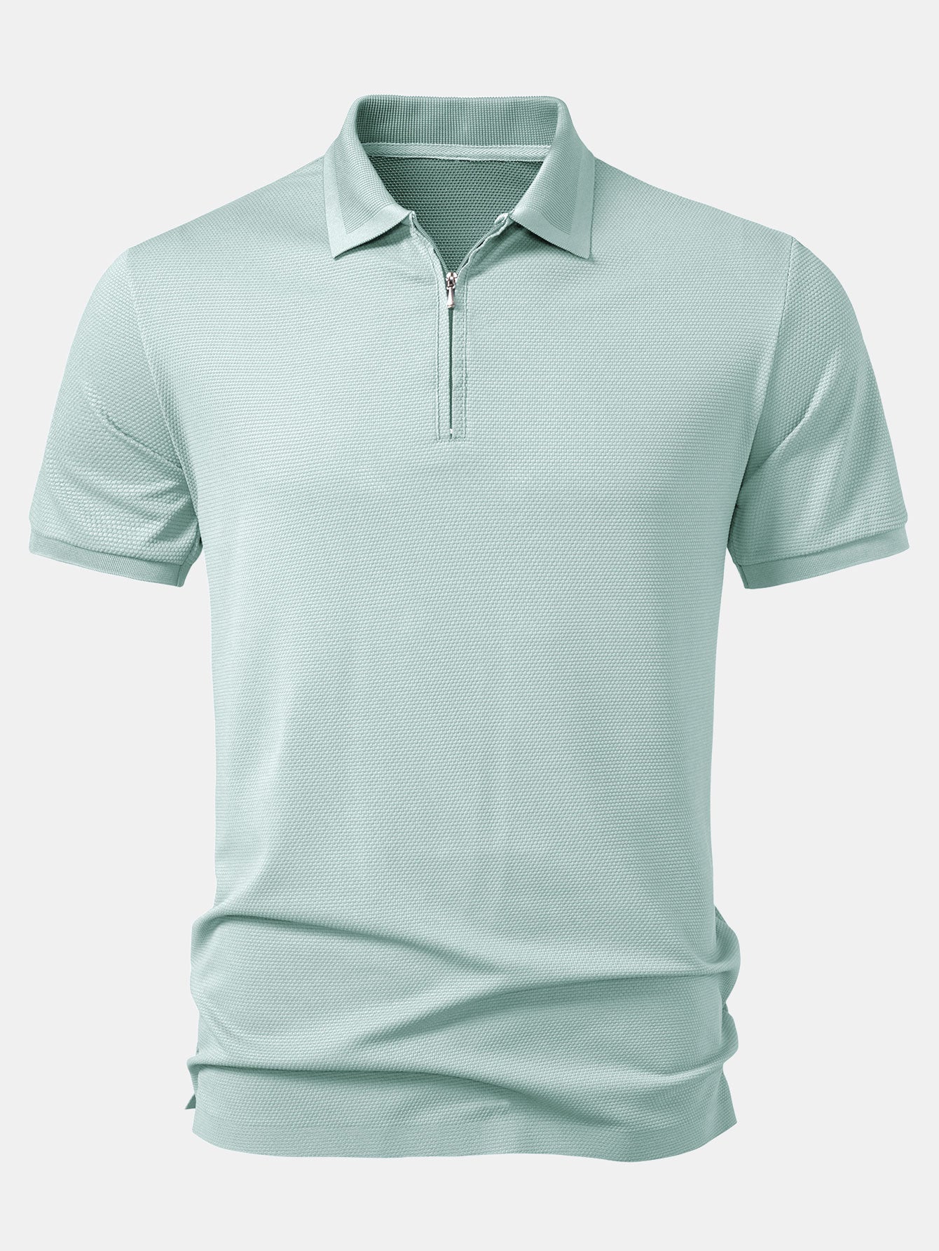 Pineapple Textured Zipper Polo