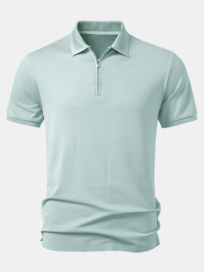 Pineapple Textured Zipper Polo