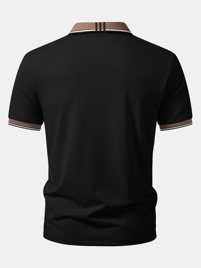 Contrast Striped Collar Polo