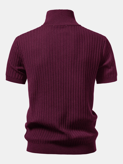 Ribbed Quarter Zip Knit Polo