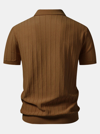 Stripe Johnny Collar Knit Polo