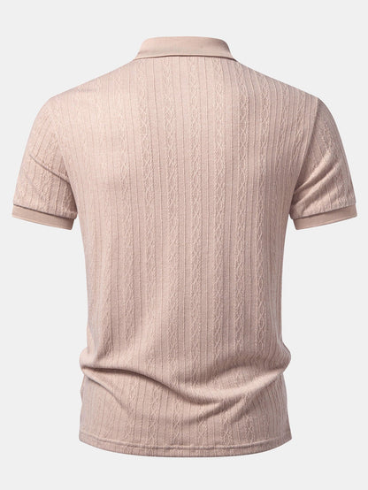 Twisted Jacquard Zipper Polo