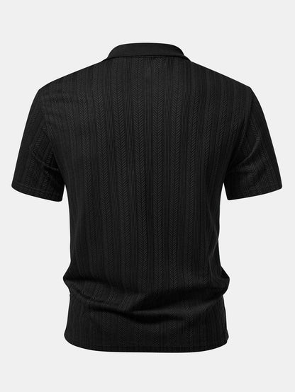 Textured Zipper Polo