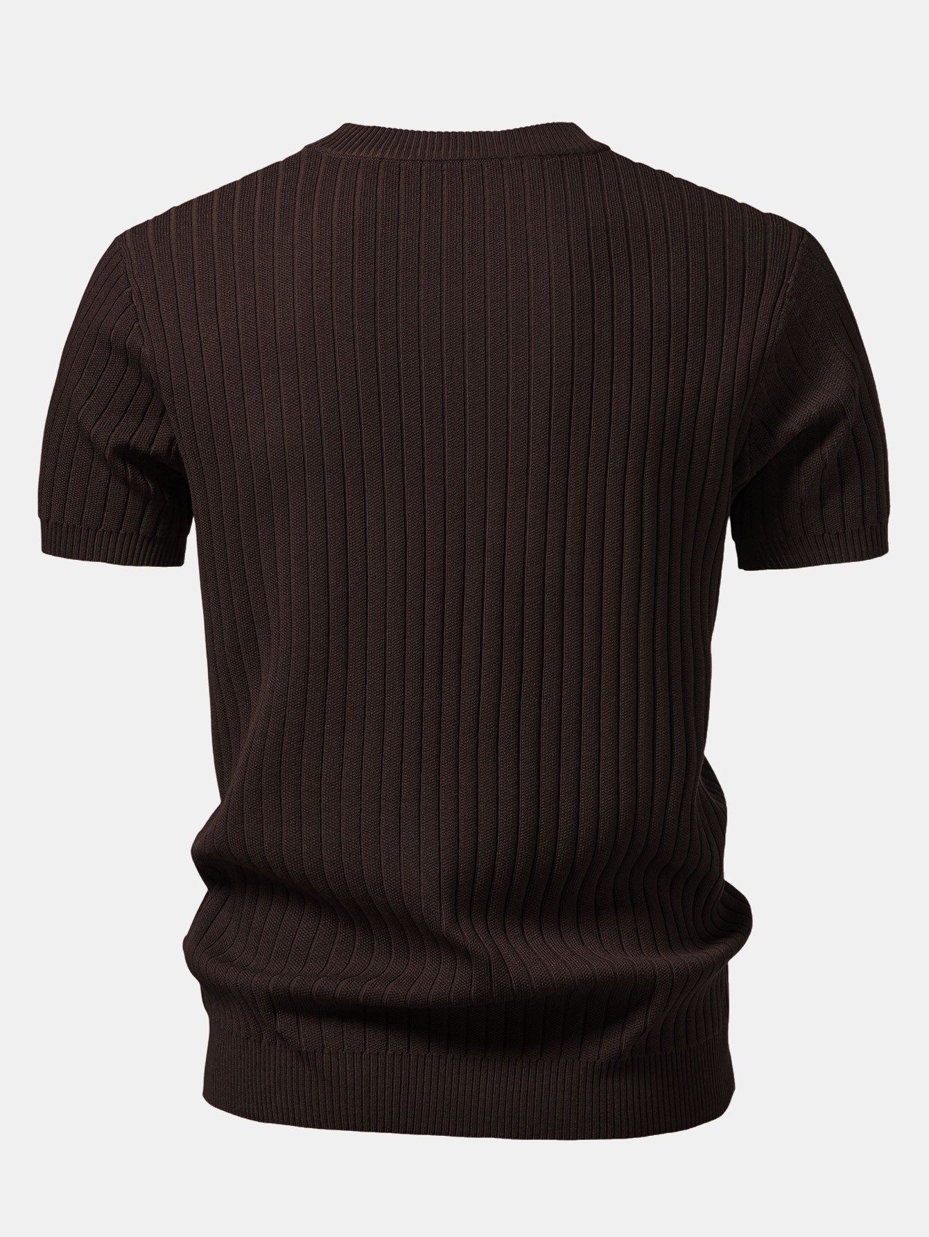 Ribbed Crew Neck Knit T-Shirt