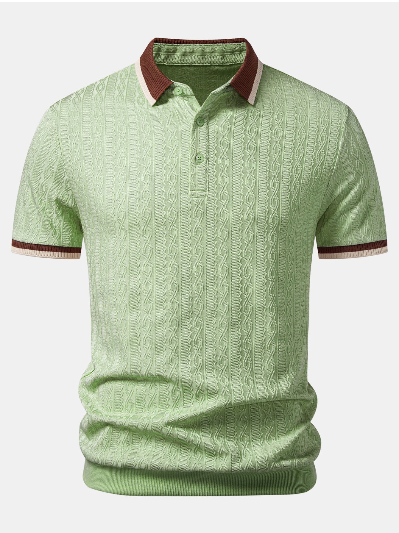 Contrast Trim Textured Knit Polo
