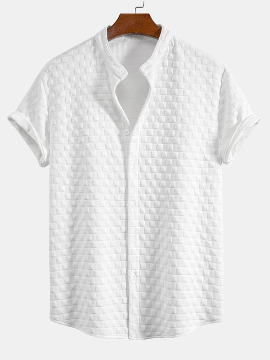 Checkerboard Stand Collar Shirt
