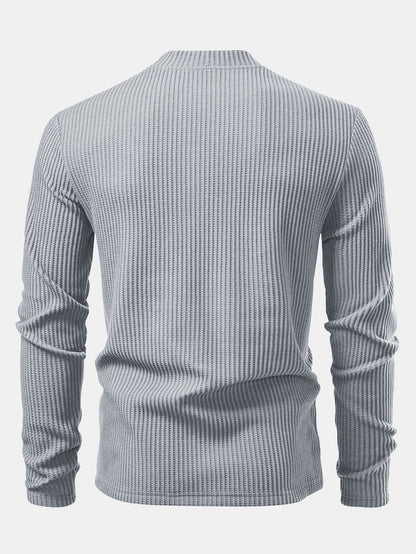 3 Pieces Long Sleeve Waffle Mock Neck T-Shirt