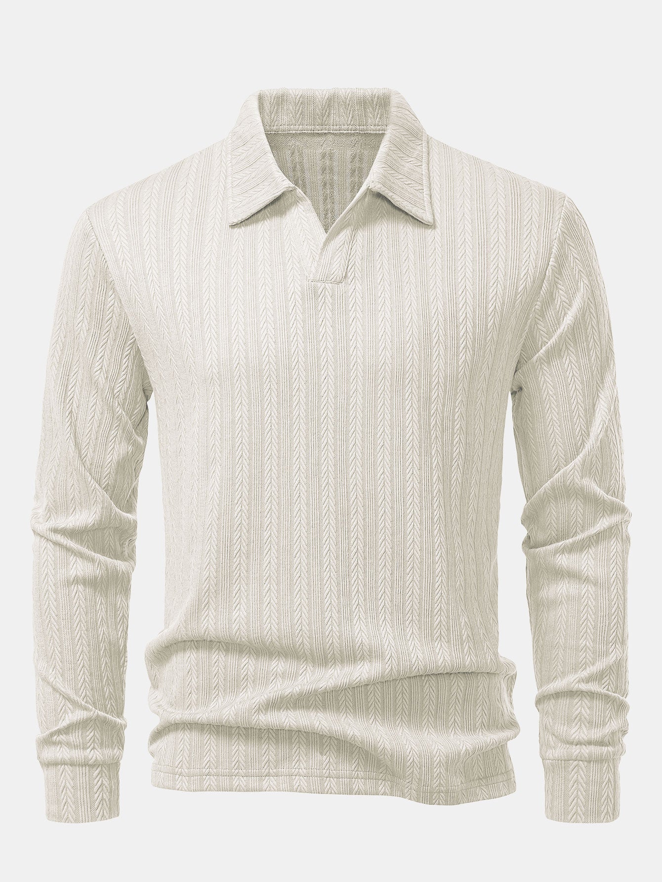 Long Sleeve Wheat Ear Jacquard Polo Shirt