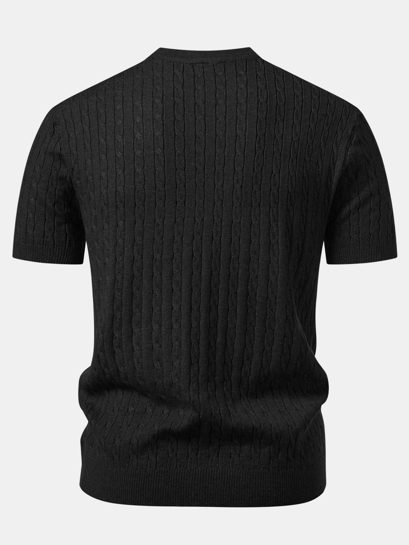 Twisted Jacquard Crew Collar Knit T-Shirt
