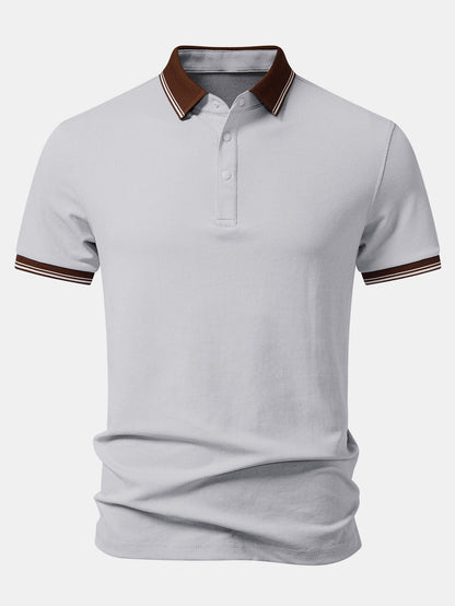 Contrast Trim Textured Polo